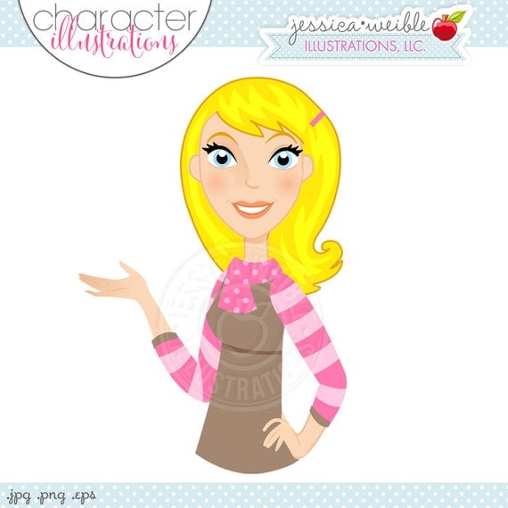 Blonde Woman in Pink Long Sleeves & Scarf Gesturing Character Illustration, Cartoon Woman, Blog Woman Illustration, Female Character Il_570xn