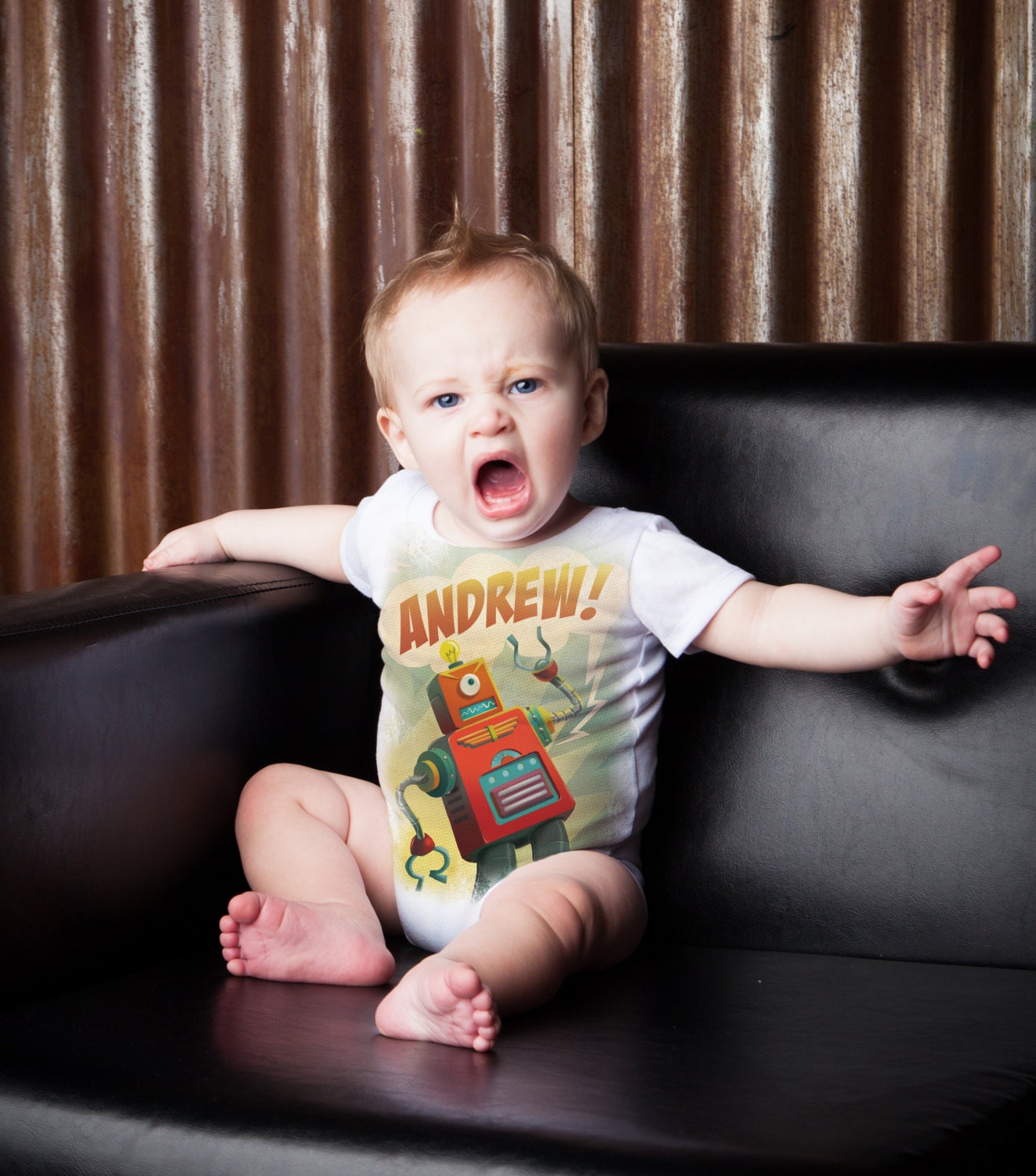 ROBOT Baby Boy Onesie Personalized Onesies Custom Name