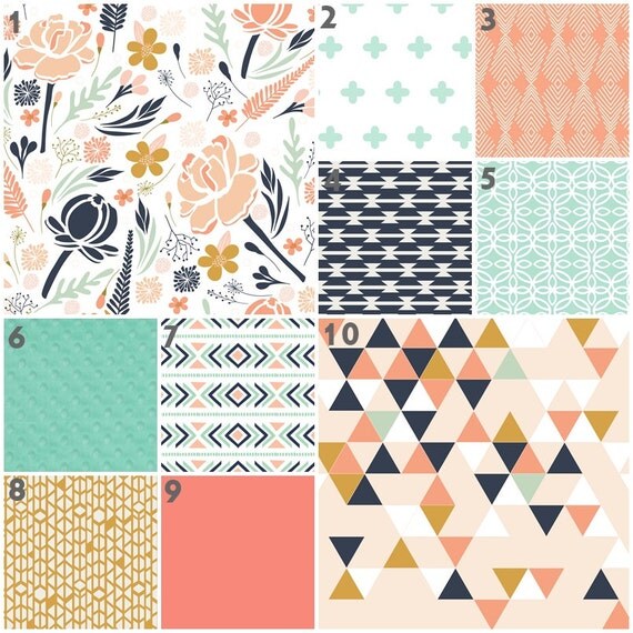 Aztec Crib Bedding Girl Modern Custom Nursery Baby Bedding