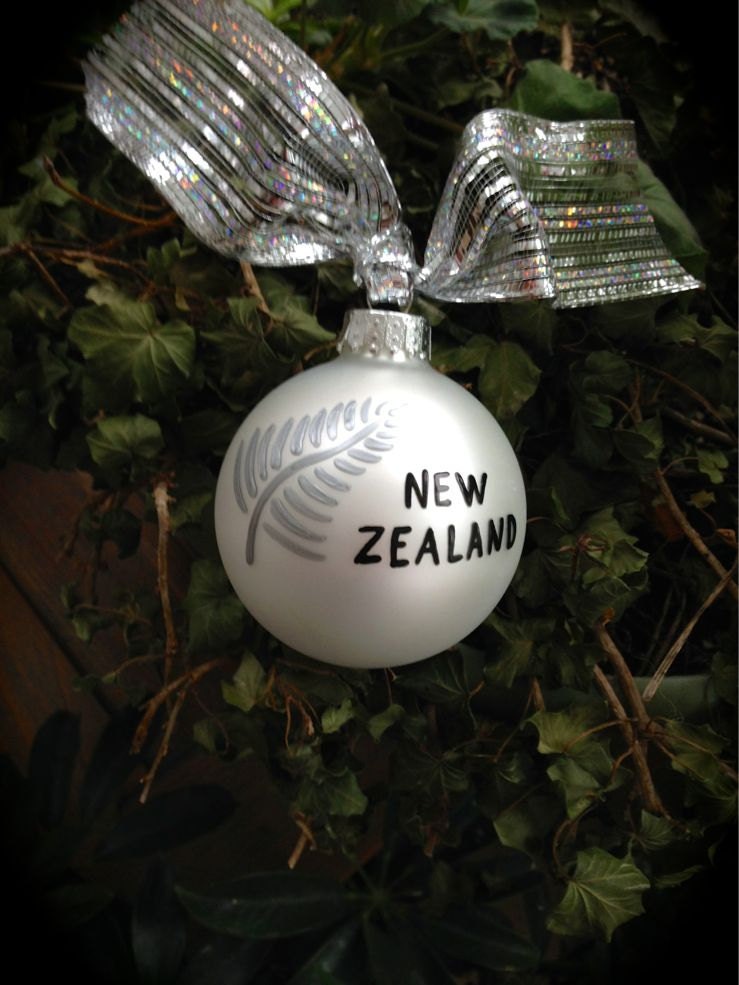 Silver Fern Ornament New Zealand Christmas by BrushStrokeOrnaments