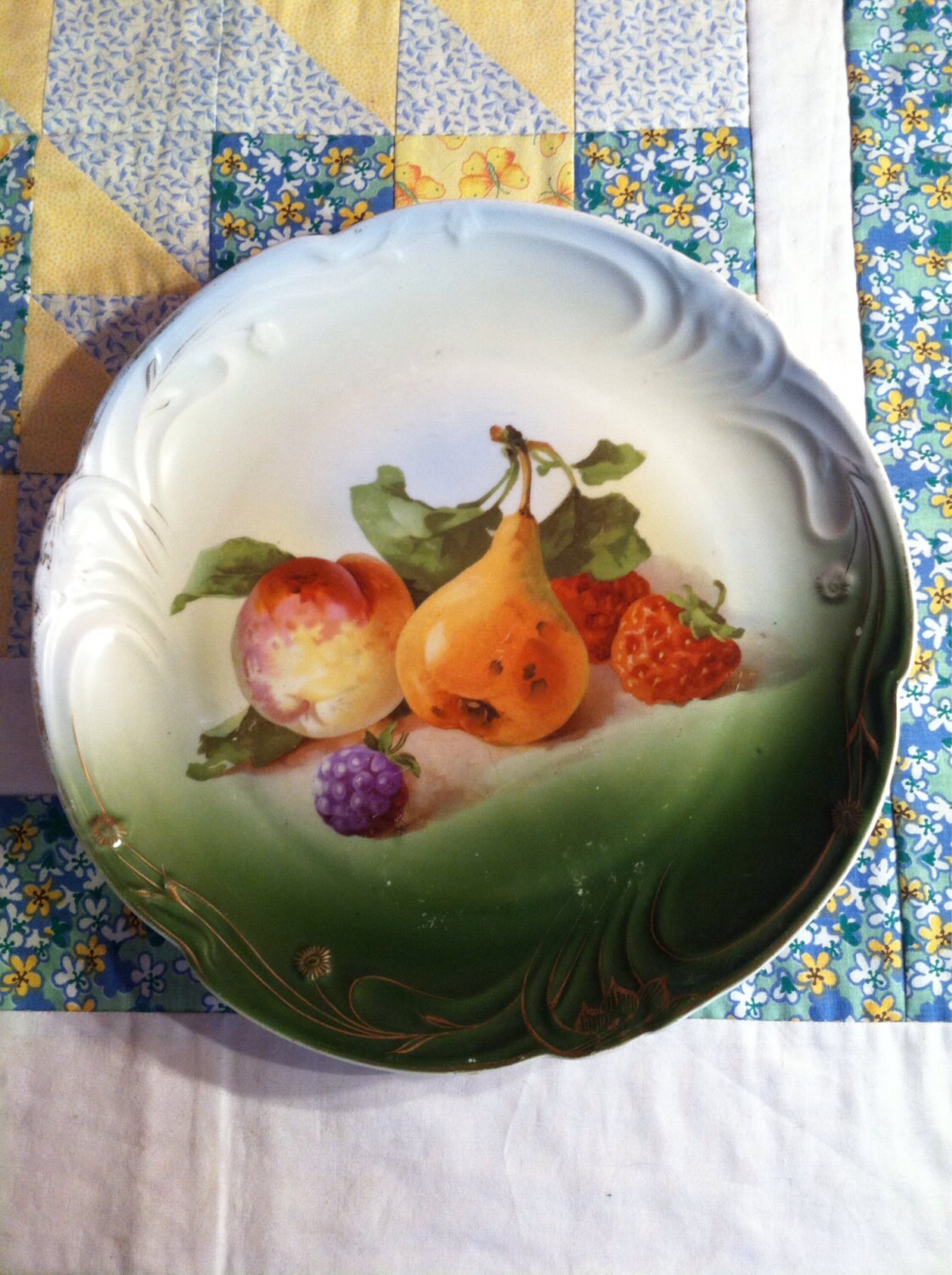 Vintage Large Bavarian Fruit Serving Plate or Decorative Plate