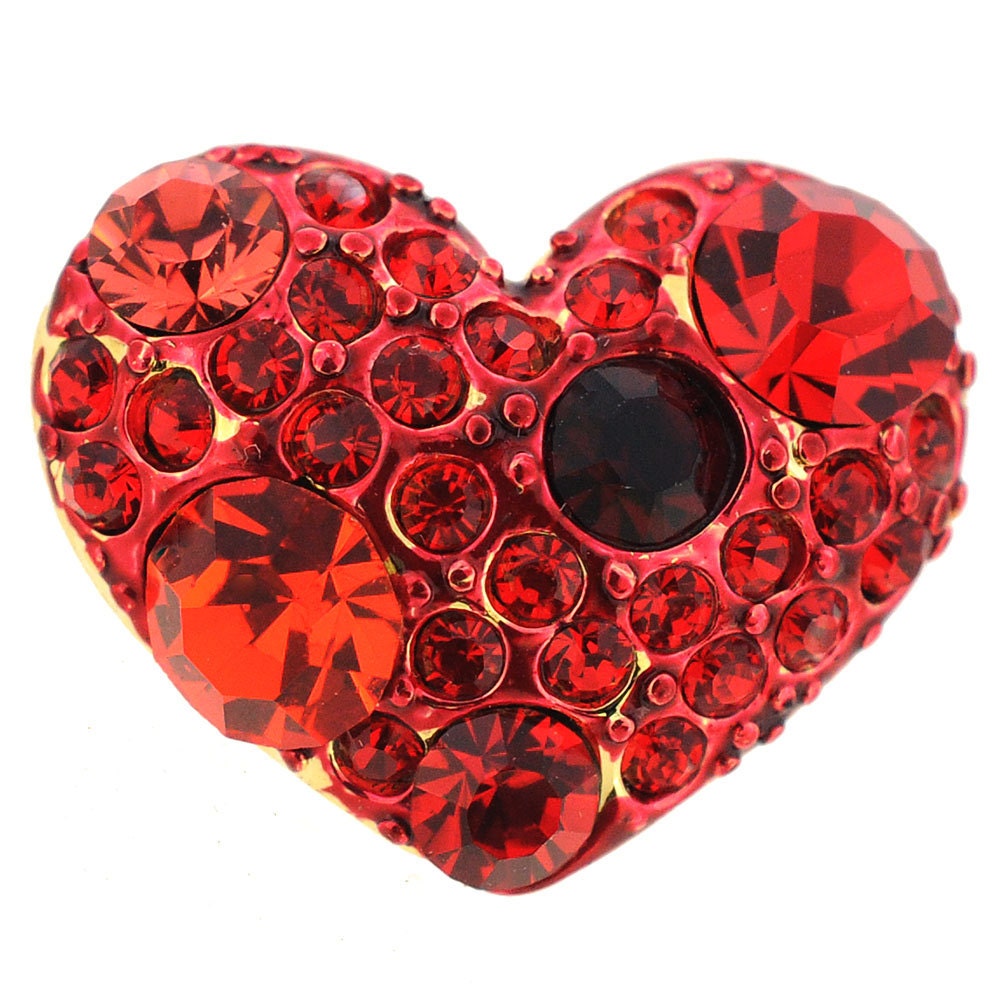 Ruby Crystal Heart Lapel Pin 1013012