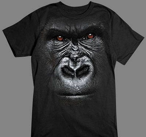 Giant Gorilla Face T Shirt Quality T Shirt Black Unisex Sizes