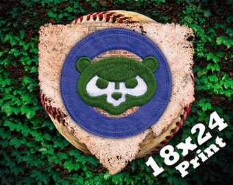 chicago cubs wrigley field baseball kids sports wall art mlb sports poster | cubby blue bear chicago poster cubbies ivy wall 18x24 print