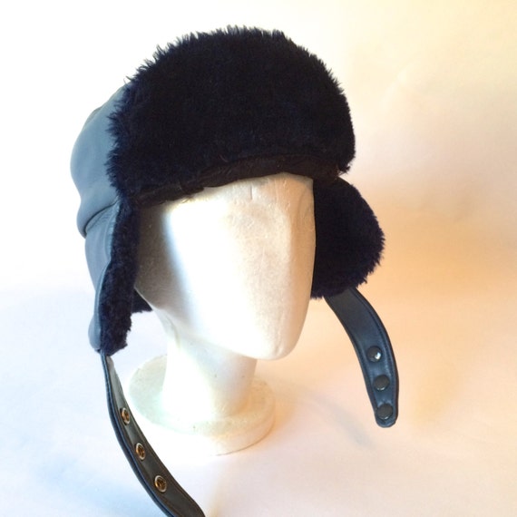 70s Vintage Blue Elmer Fudd Hat Ear Flap Winter by JennyandPearl