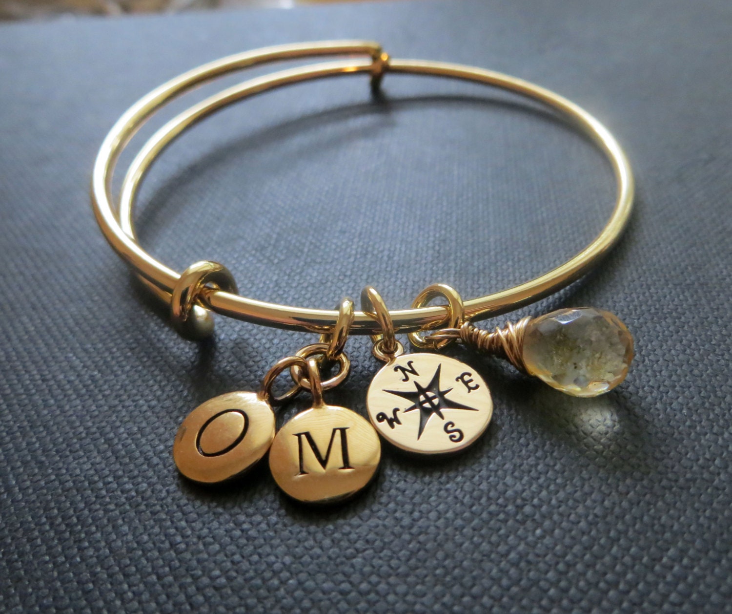Best friend gift Compass bracelet bangle personalized