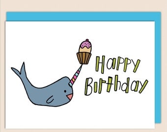 Narwhal card | Etsy