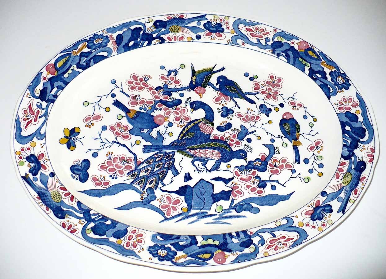 Sale Serving Platter Porcelain Ceramic Cobalt BlueVintage