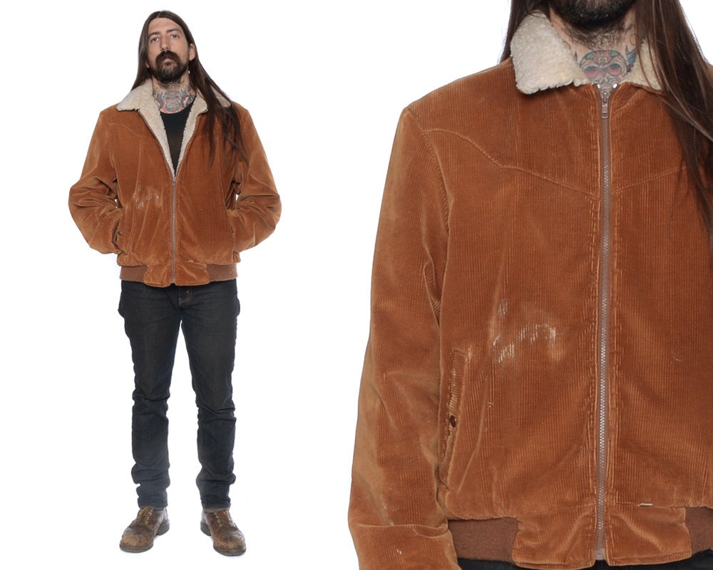 Levis Sherpa Jacket 70s Tan Corduroy Fleece Collar Cowboy