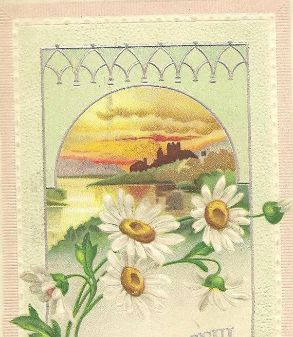 RESERVED LISTING MBT Vintage Easter Postcard Daisies and