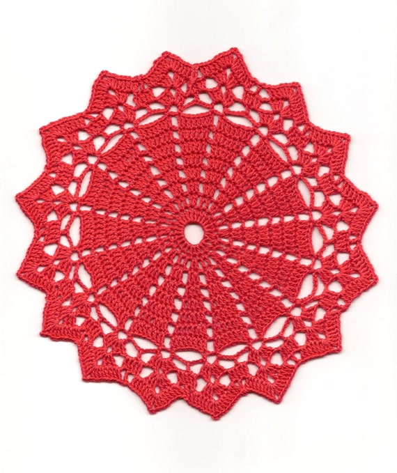 Christmas Crochet doily, lace doily, table decoration, crocheted place mat, center piece,doily tablecloth, red, napkin, 