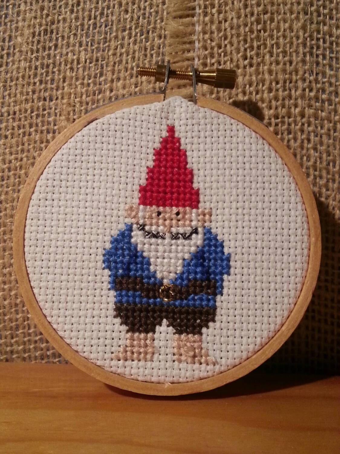 Gnome Needlepoint Cross Stitch Framed Art with Pillow Option