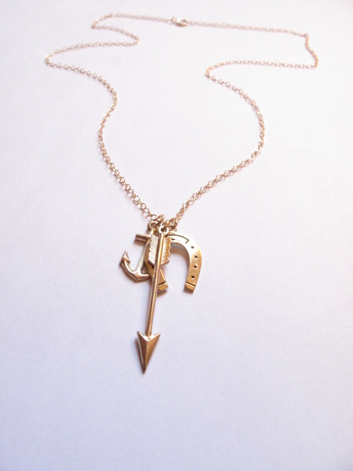 Lucky Traveler Necklace // Arrow // Horseshoe // by FierceDeer