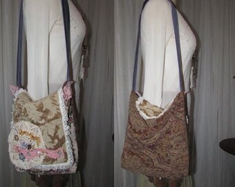 SMALL Boho Purse handmade earth tone fabric bag by GrandmaDede