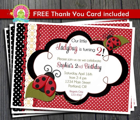 Ladybug Birthday Invitation / Ladybug Party Invite / Ladybug Invitation / Ladybug Invite Il_570xn