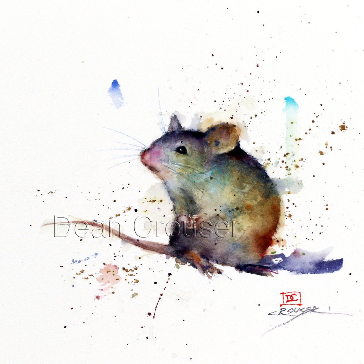 MOUSE Watercolor Print Mouse Art Painting by Dean Crouser