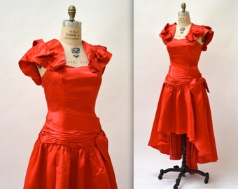 Red 80s Prom Dress Size Medium Large 80s Vintage Bridesmaid Dress in ...