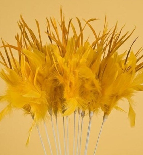 Chic Christmas 4 GOLD Feather Pick Spray Ornament Topper