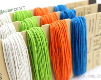 Bright Hemp Twine, 1mm Bright Color Card Four Pack Hemp Craft Cord