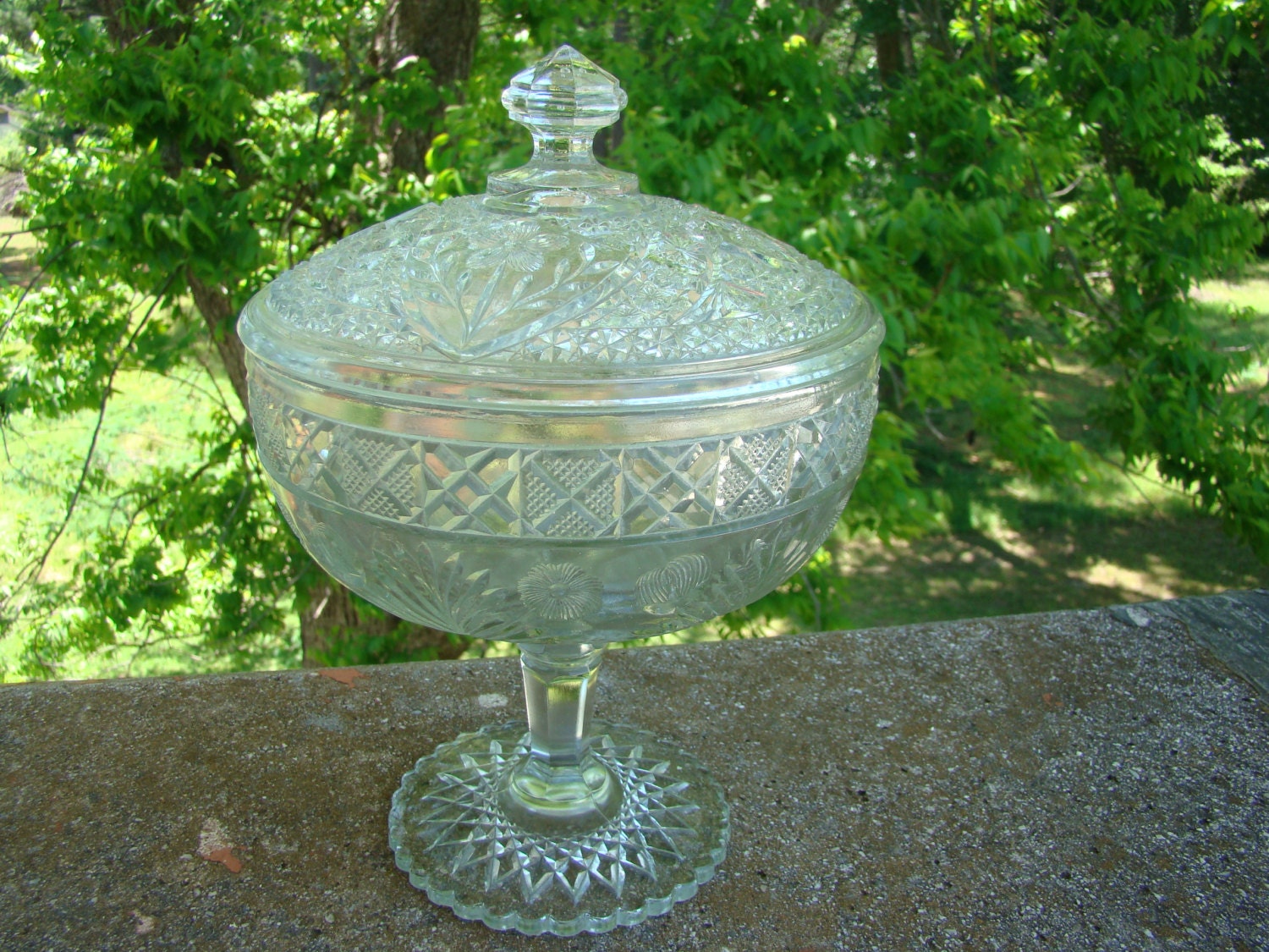Vintage EAPG Tall Candy Dish Lid Dome Cover by knockoutrose