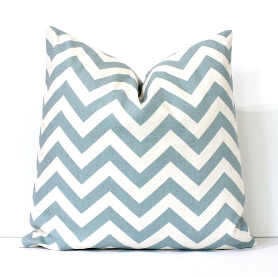 LIght Blue Chevron Decorative Designer Pillow Cover accent