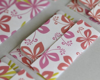 SALE Mini Cards n Envelopes - Set of 6 - Hawaiin Fuschia Pink Flowers Luau Party Designs