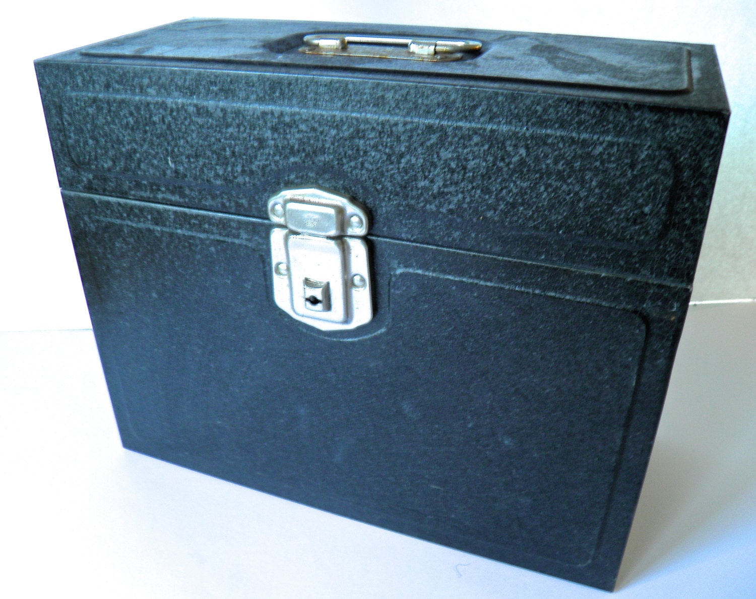 Vintage Black Metal File Box Document Storage Industrial Box Haute