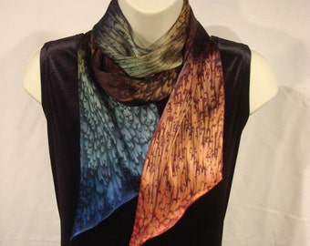 Earth Tone Long Narrow Silk Scarf