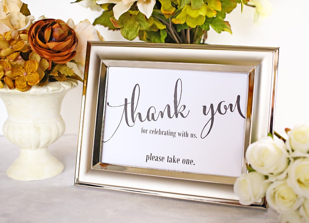 Thank You For Celebrating With Us Favor Table Sign by iDoTags