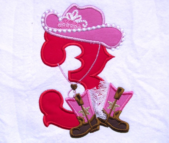 Girly Cowboy Birthday One Number only one any number to