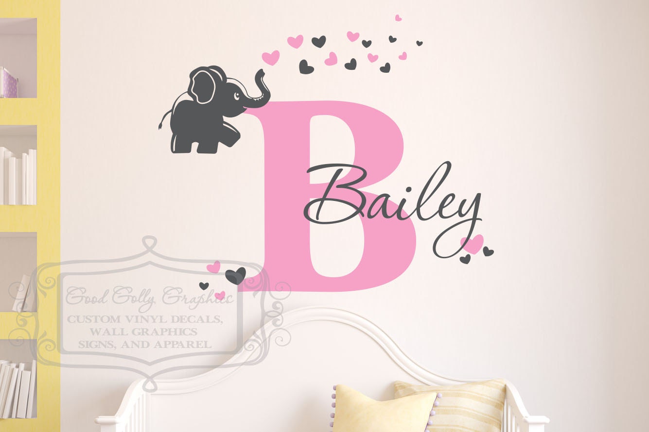 Elephant name decal baby elephant Personalized monogram