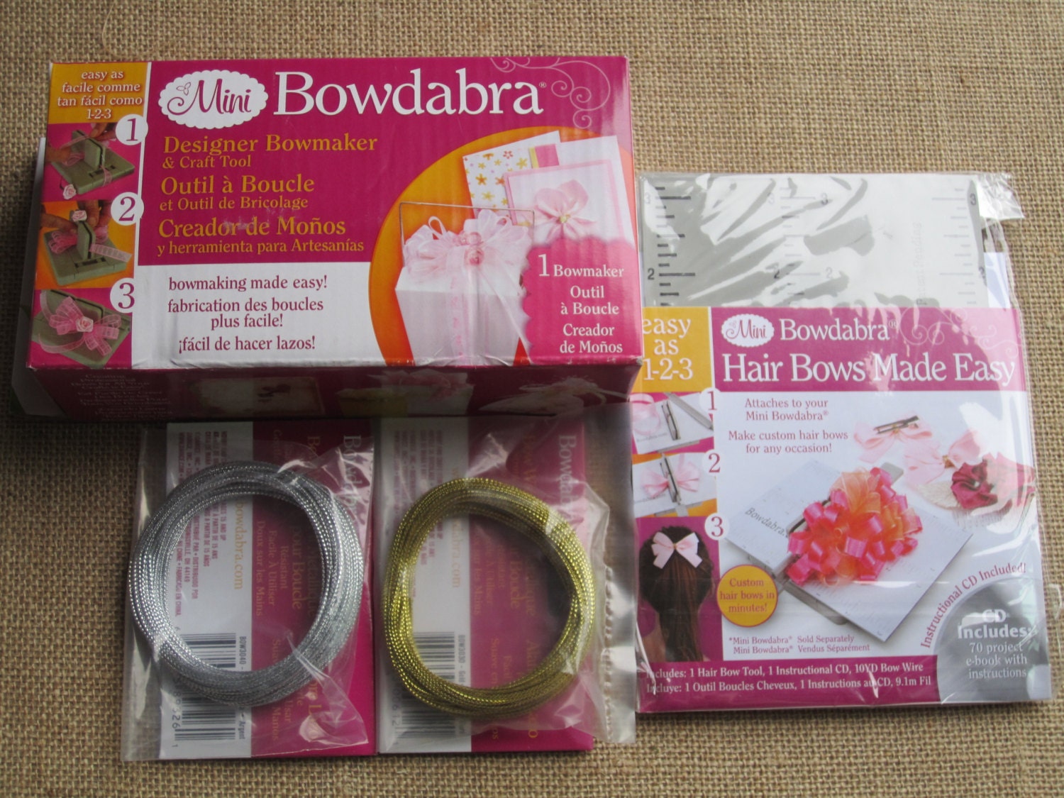 Bowdabra Mini Hair Bow Maker T Set Tool Dvd Wire