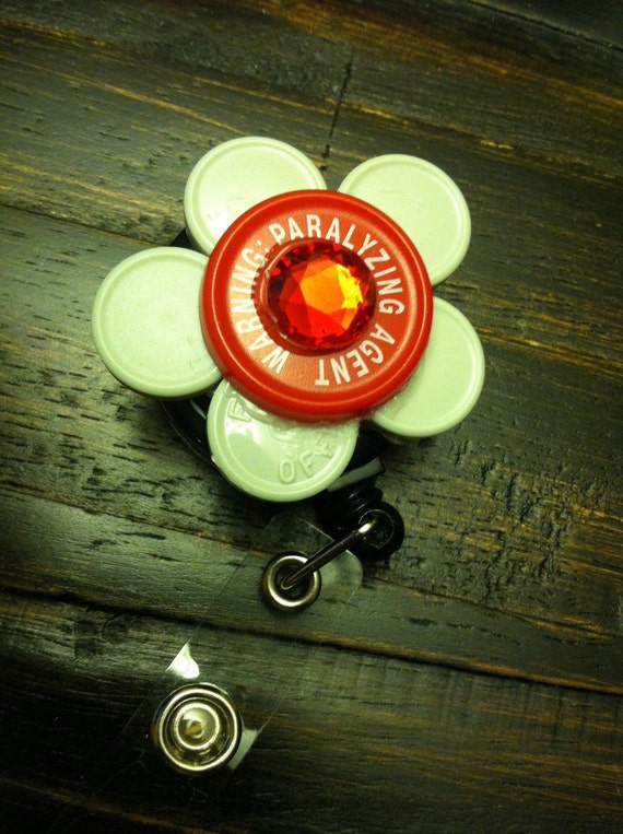 Retractable Vial Cap Badge Holder Unique by BabyByKrista on Etsy