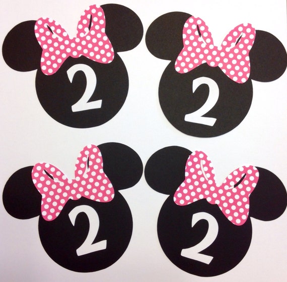 Minnie Mouse Head Cut Outs Die Cut Customized with Age SET of