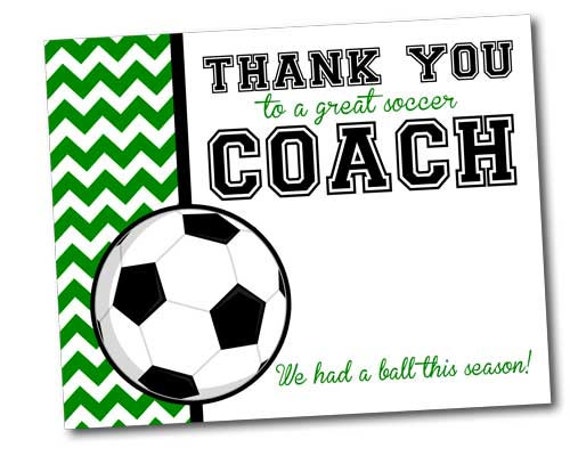 Team Thank You Card for Soccer Coach INSTANT Download by khudd
