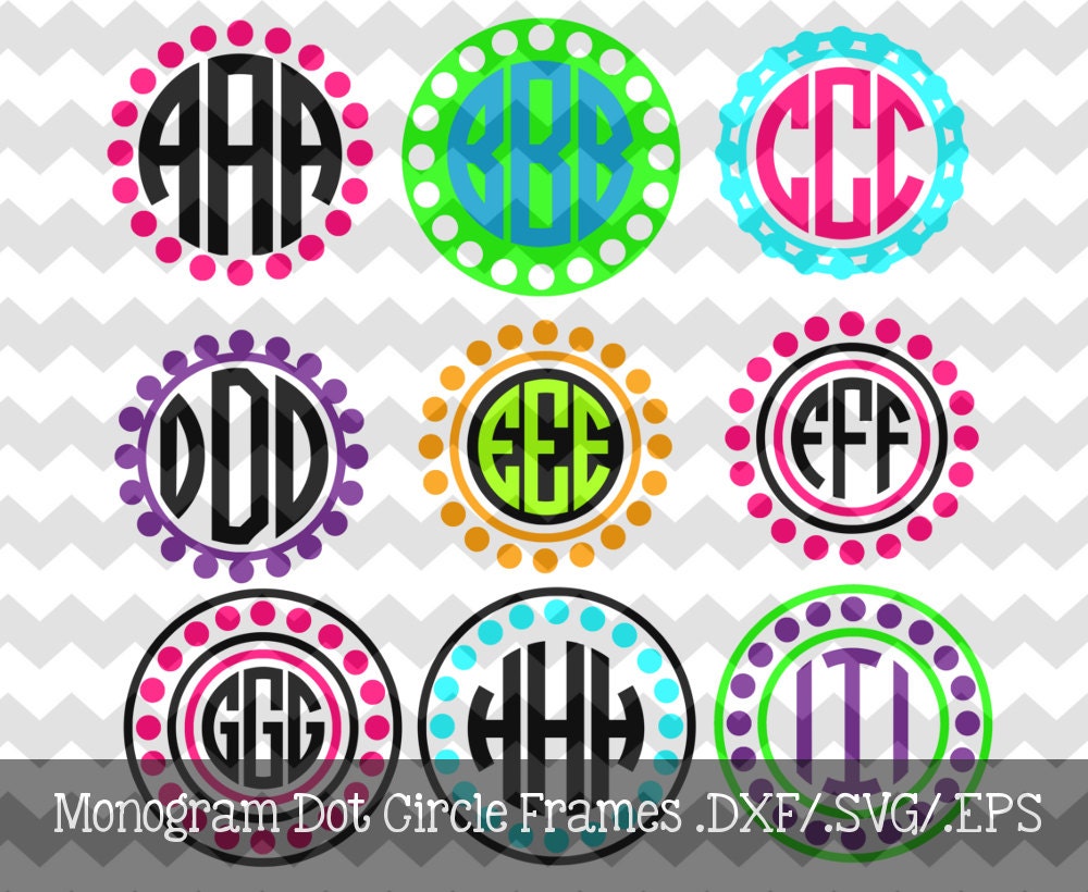 Download Monogram Dot Circle Frames .DXF/.EPS/.SVG Files for use with