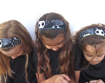 soccer headband. fabric headband girls. design your own 15 reversible solids. order in up to set of 20 and save. Now in two soccer fabrics.