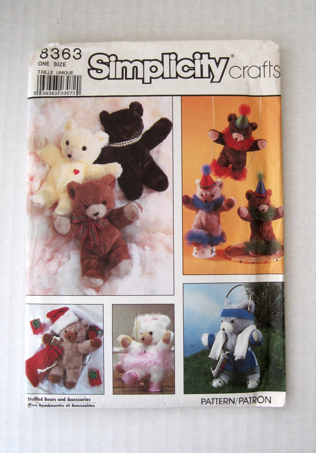 Teddy Bear Pattern 16 inch Simplicity 8363 Teddy Bear