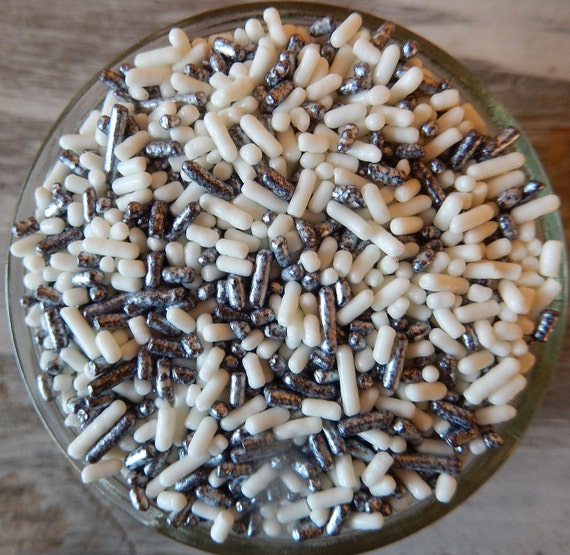 Sprinkles 3 oz White and Silver Gray Jimmies Mix For