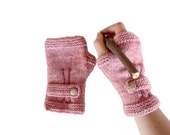 Knitting Fingerless Glove / Hand Knit Fingerless Gloves  / Light Pink  / Medium size fits most  / Autumn color / FRONT PAGE