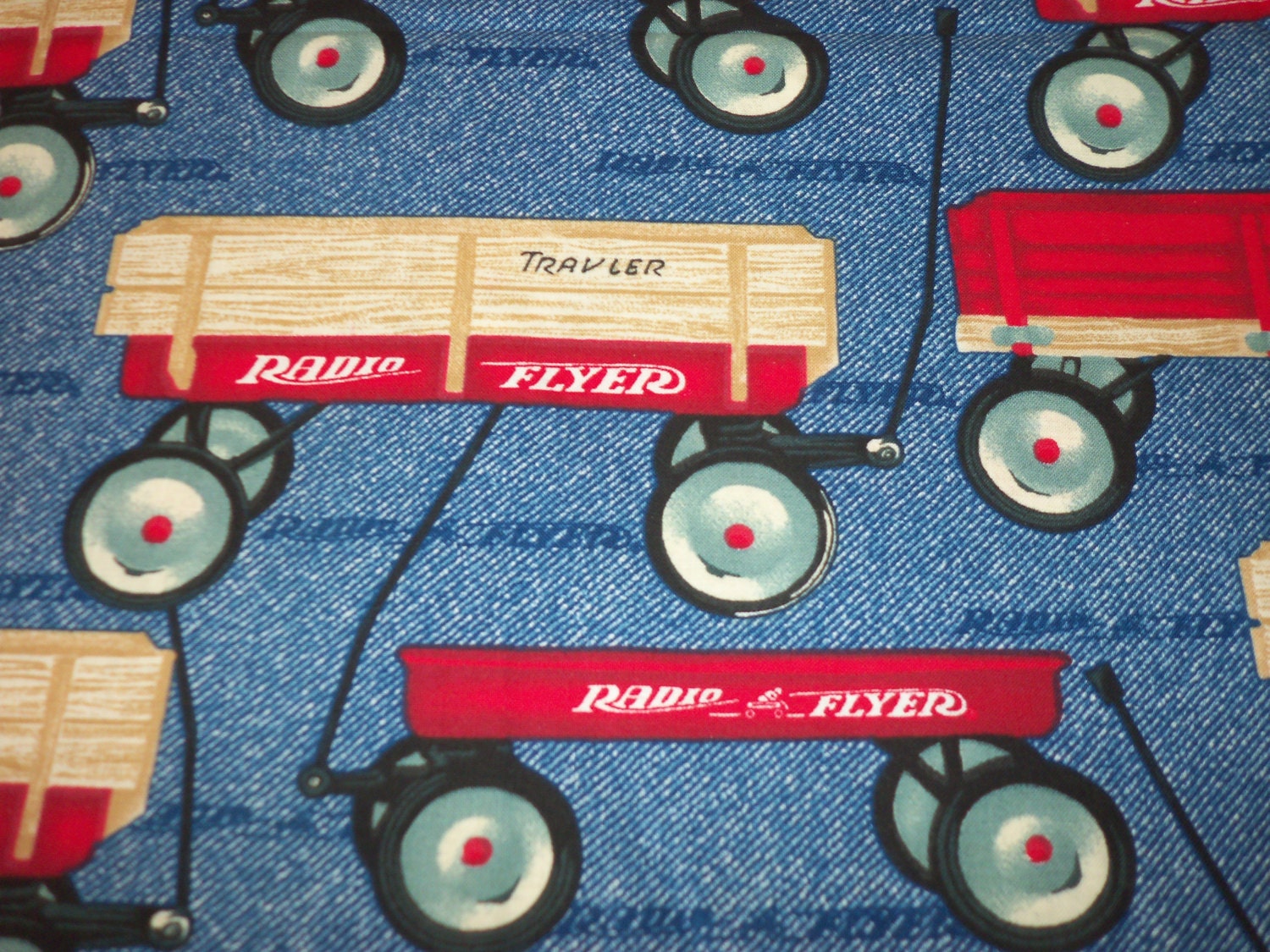 Radio Flyer Fabric Red Wagon Rare HTF Fat Quarter New BTFQ