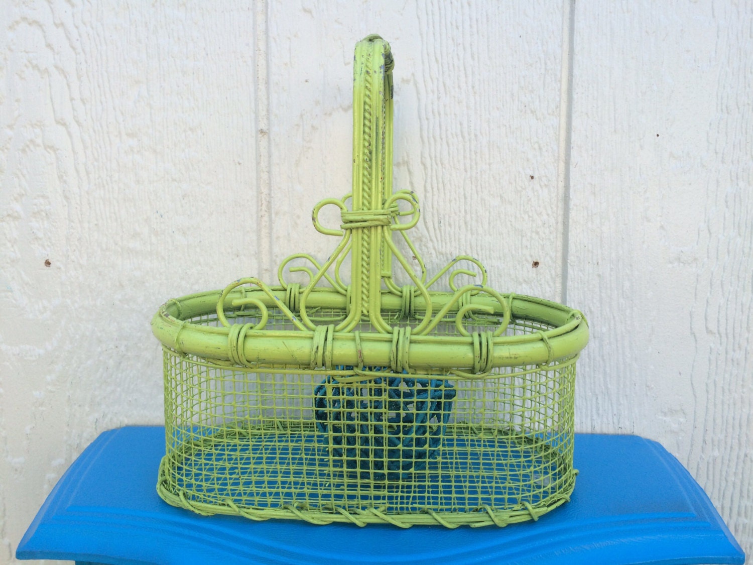 Lime Green Wicker Basket