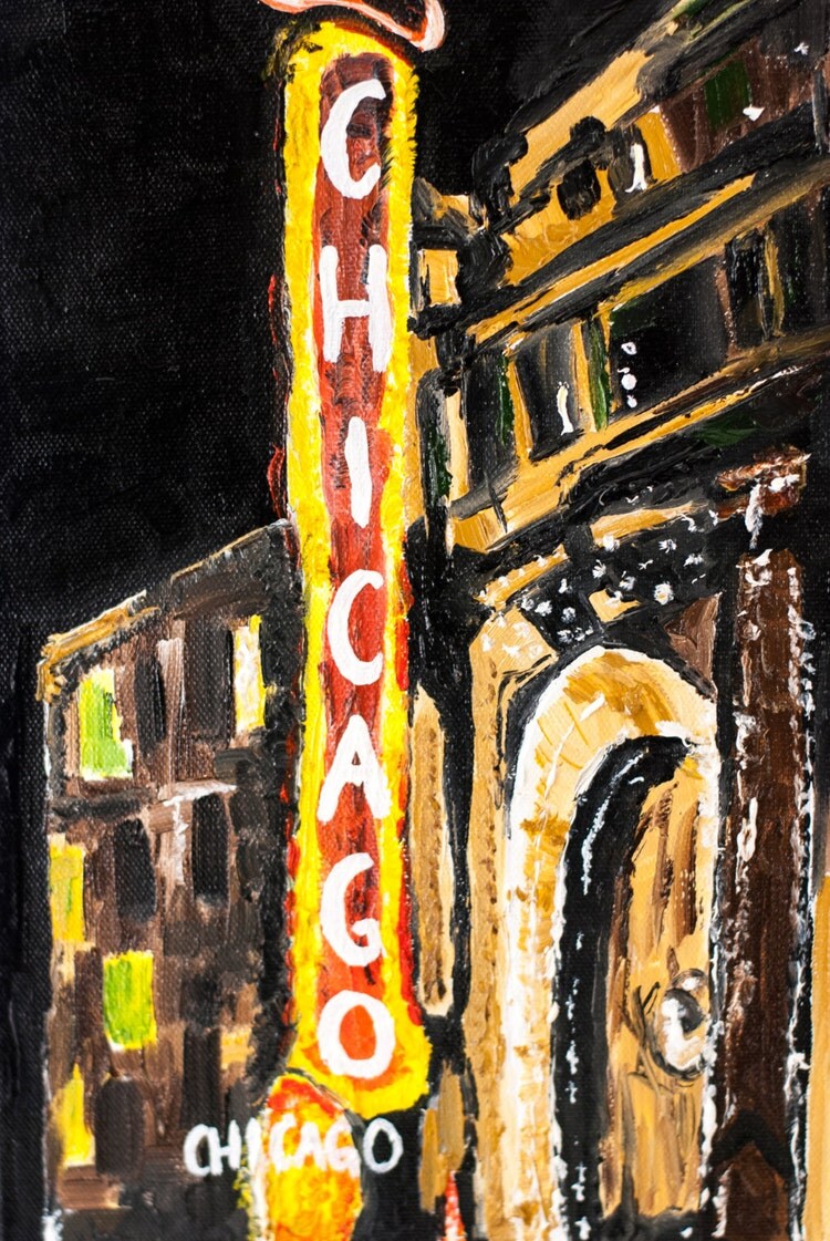 Original Abstract Chicago Art Oil painting On Canvas by DellArt