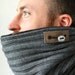 mini Snock™, unisex, mens cowl scarf in grey rib with fleece lining, neck warmer, mens cowl scarf, scarf man, mens winter cowl, mens tube
