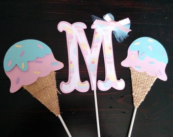 Ice Cream Centerpiece set, Ice cream party decorations. Sweet Shop Party Decorations. Ice Cream Birthday. Ice Cream Table Decoration.