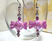 Sweet Tooth Purple Candy Earrings with Purple Swarovski Beads, Nickel Free, Hypoallergenic