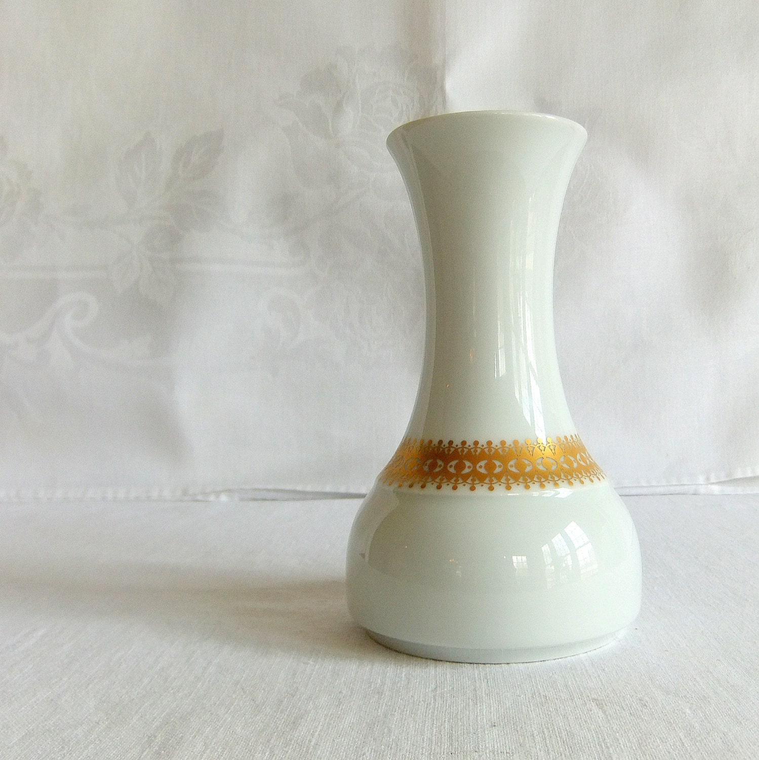 Vintage White and Gold Porcelain Vase Thomas Germany Mid