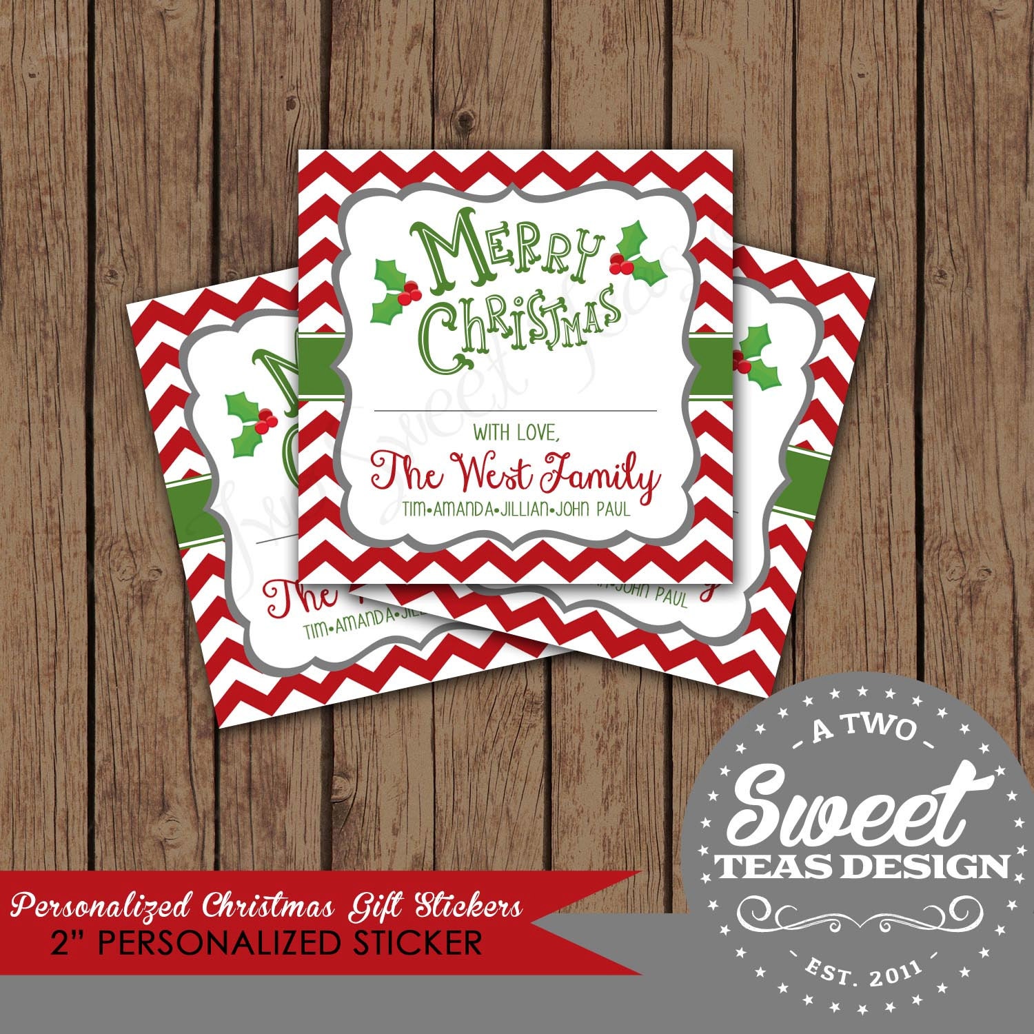 Personalized Christmas Gift Tags Stickers Labels by 2SweetTeas