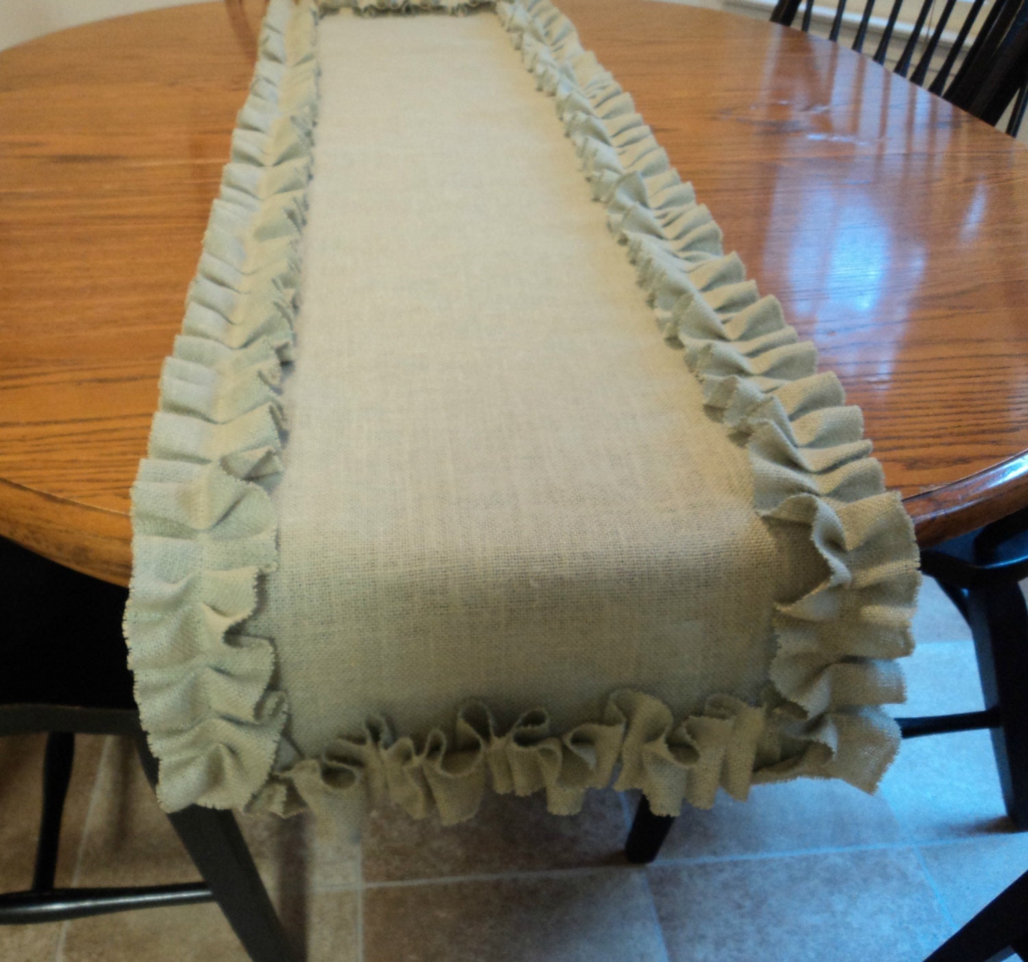 Sage Green Burlap Table Runner Shabby Chic Home Decor Pick