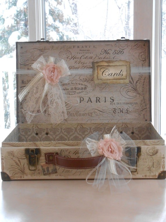 Suitcase Wedding Card Holder / Vintage Paris Themed Wedding